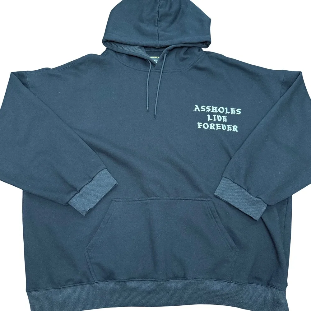 A$$holes Live Forever Hoodie Mens XXXL Black Puff Print Graphic Streetwear Sweat